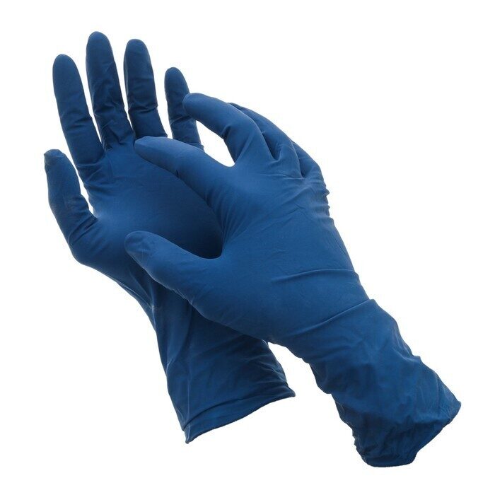 Перчатки латексные прочные синие
