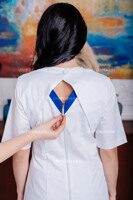 Блуза медицинская 72202, кант синий 44