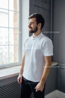 Рубашка-поло мужская, белая, XL