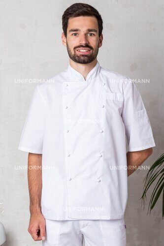 Китель повара с трикотажной вставкой на спине, белый, 40